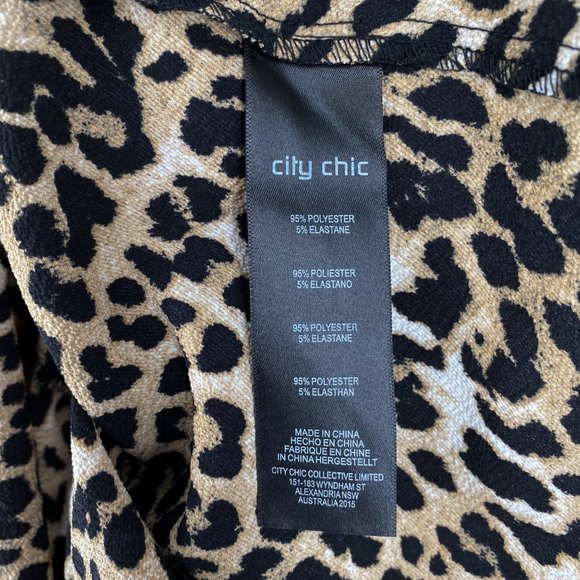City Chic Women Leopard-Print Faux-Wrap Top Blouse - Picture 8 of 9